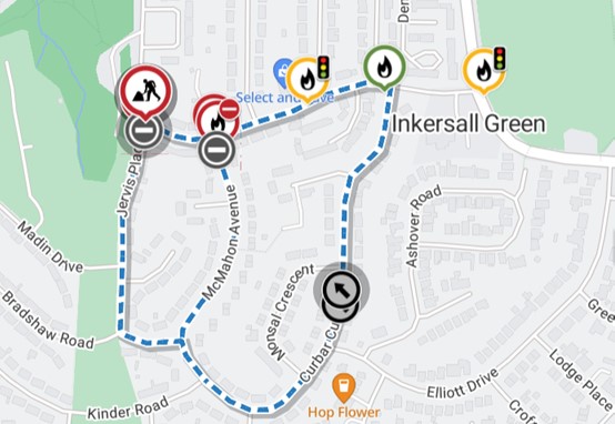 closure of road mcmahon avenue with a diversion route around via jervis place