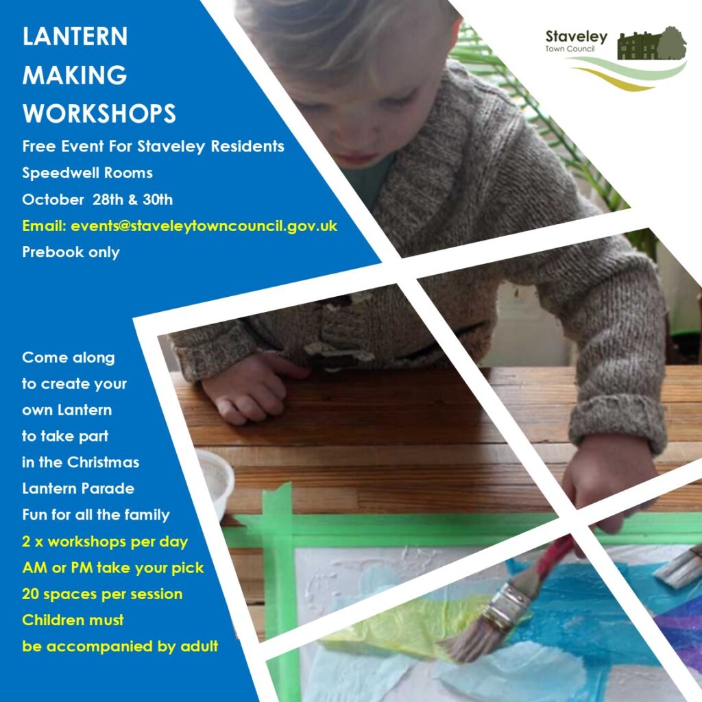 free lantern making workshops for local residents 28th and 30th october at speedwell rooms