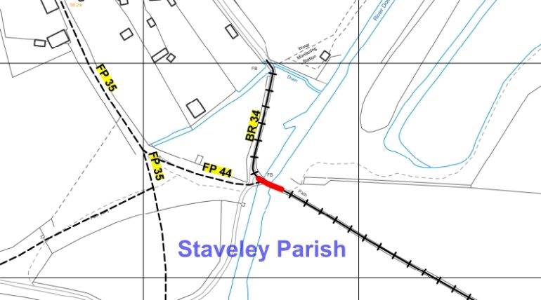the footpath no 34 staveley will be closed until 9th january 2025 for works